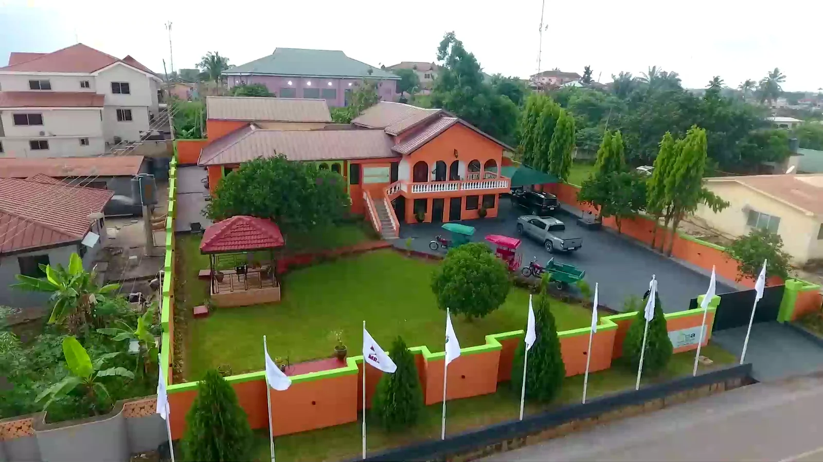 The OGA head office compound in Akyem Oda, seen from the air.